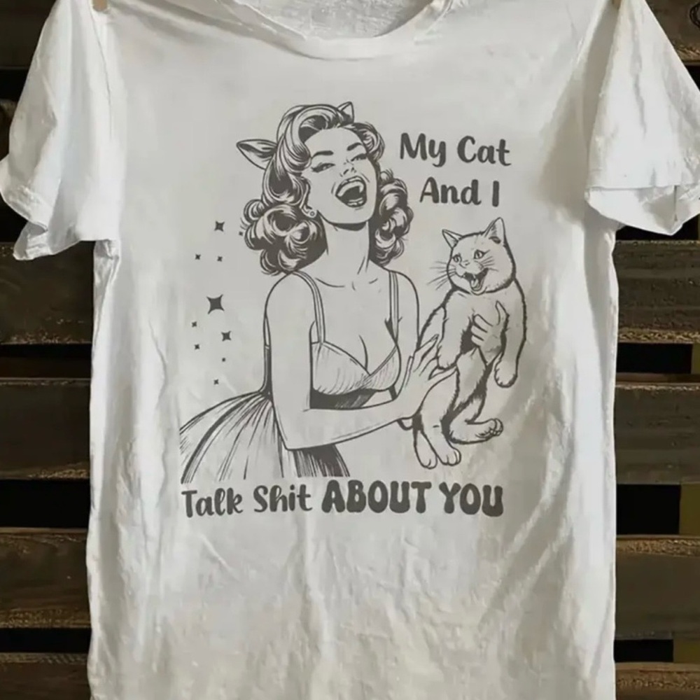New Cat Lover Graphic White T-Shirt/Soft